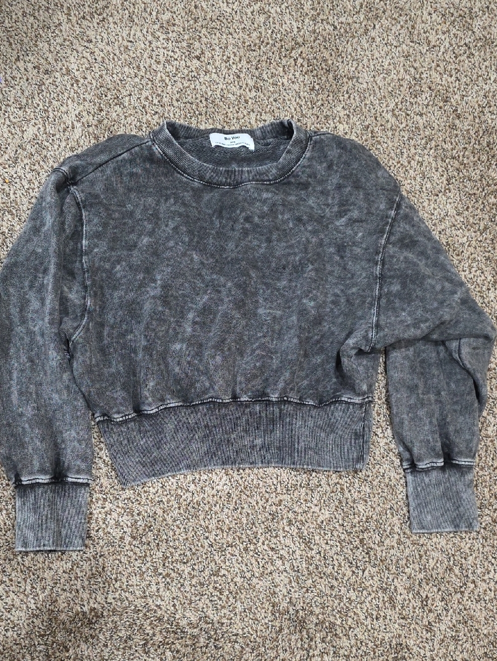 Washed Black Cropped Sweatshirt - Unknown Brand